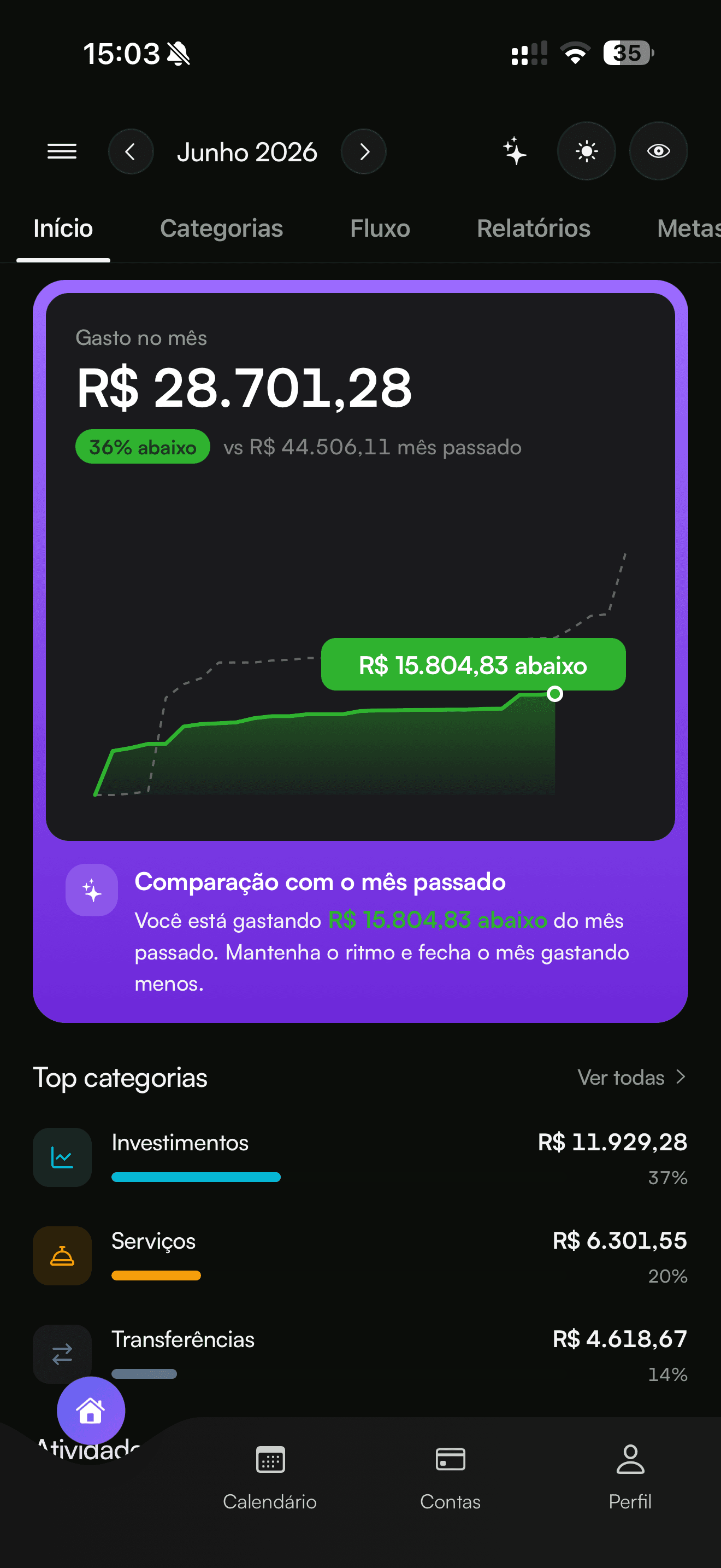 Monthly spending pace